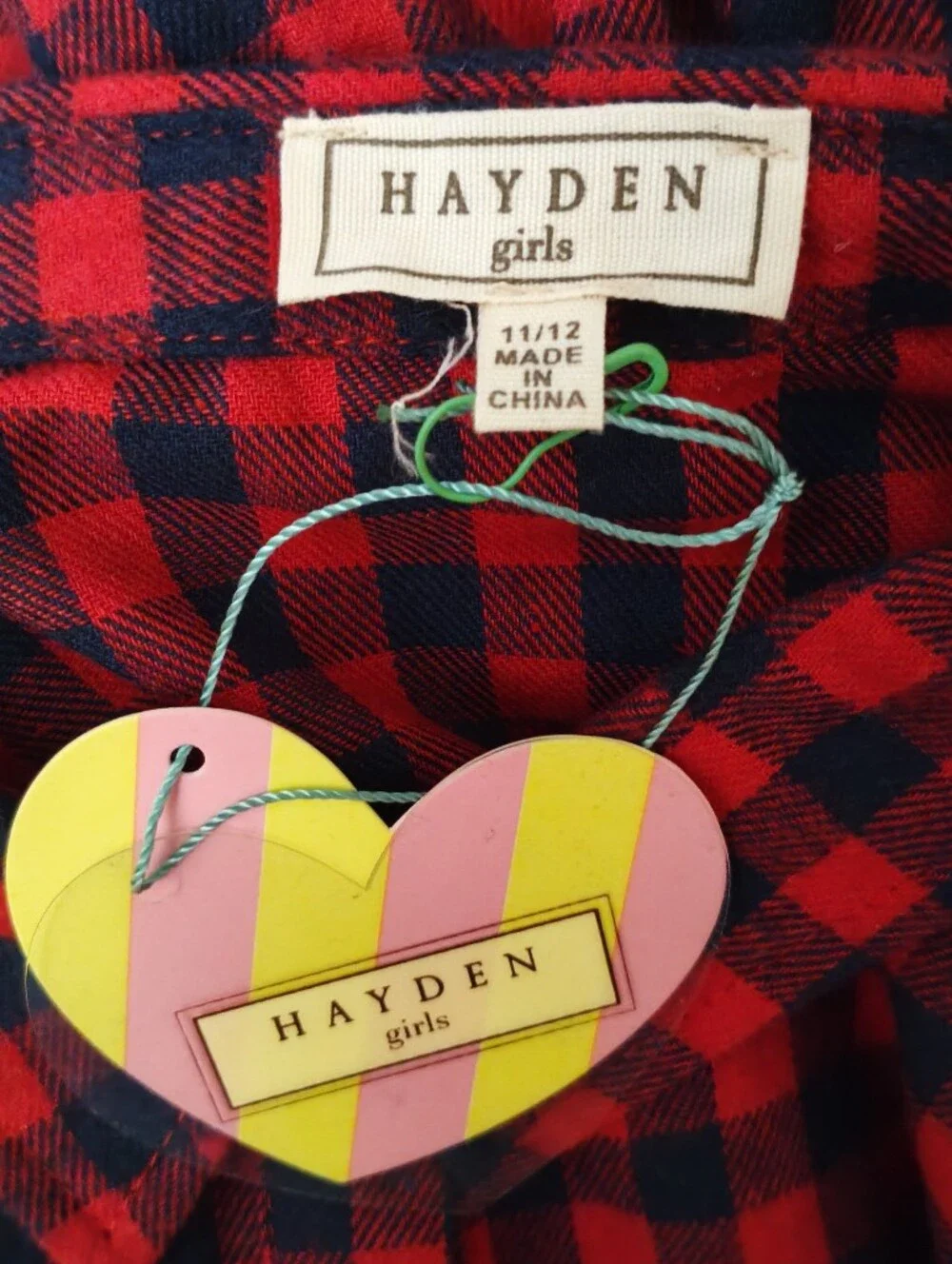 #250 Hayden Red and Navy Blue Plaid Ruffle-Hem Shirt Dress